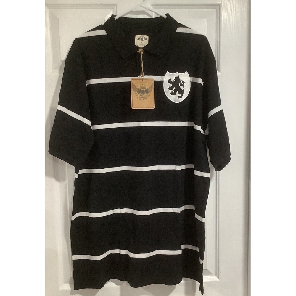 Vintage Y2K Street Ware PJ Mark Polo Lion #9 Fighting Lion  Stripe Size XL